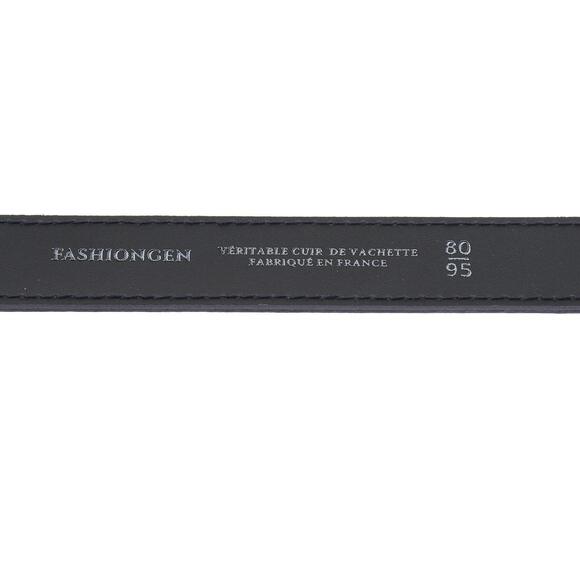1836- Women Genuine Italian Leather Belt Luna, Made In France- Navy Blue,